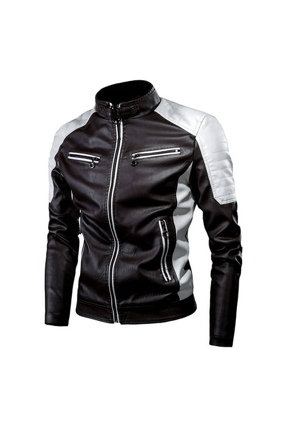 Men's Winter Motorcycle Jacket Leather Jacket with Removable Hood Motorcycle Jacket Casual Warm Winter Coat,Coffee M