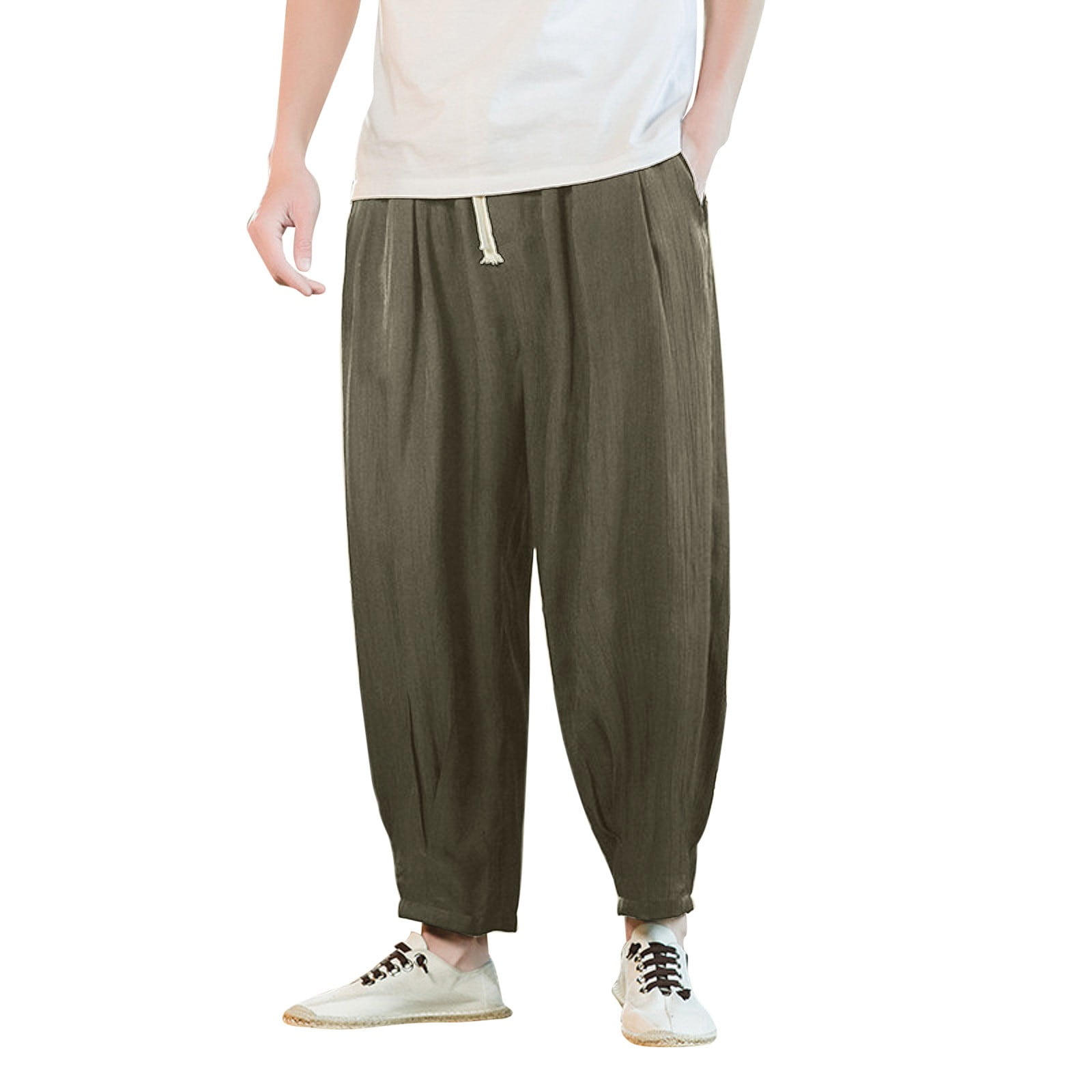 Men's Summer Casual Pants Loose Fit Thin Cotton Pants - Temu