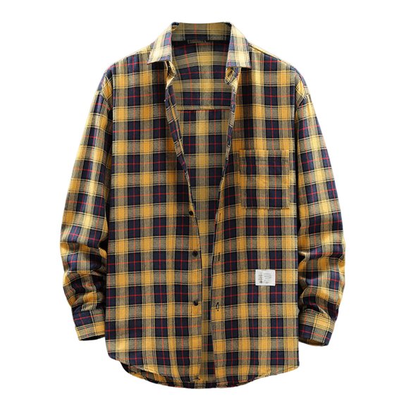 Entyinea Men's and Big Men's Relaxed Fit Brushed Flannel Shirt with Long Sleeves,Yellow L