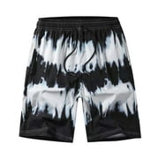 Entyinea Mens Beach Shorts Swim Trunks 7 inch Quick Dry Bathing Suit Boardshorts,Black 3XL