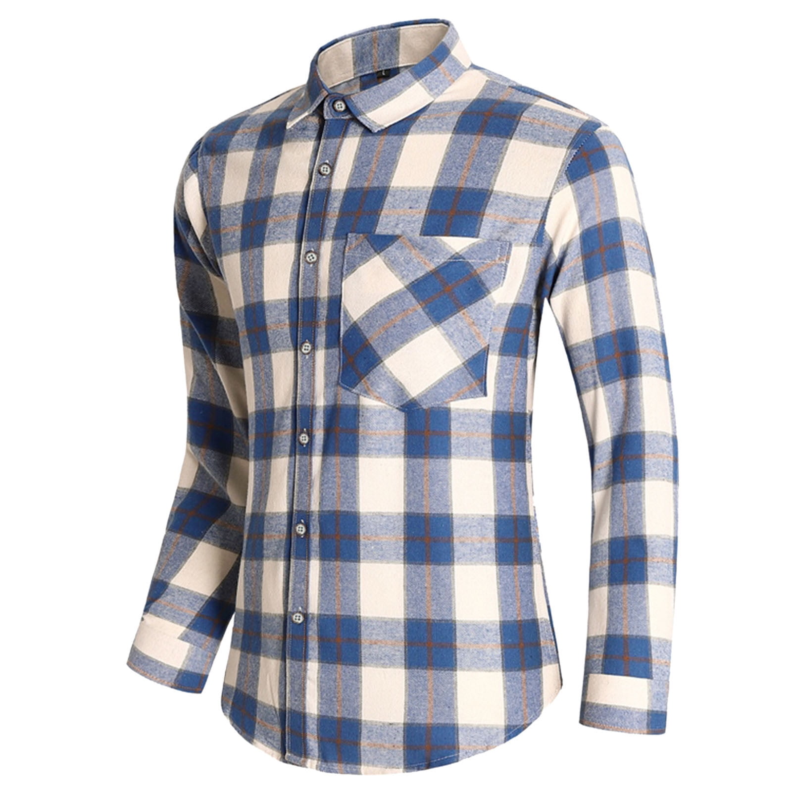 Entyinea Mens Big and Tall Dress Shirts Printed Two Pocket Long Sleeve