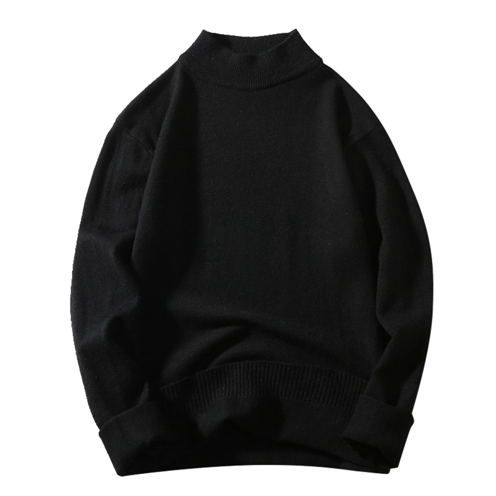 Entyinea Mens Big and Tall Sweater Thermal Cotton Crew Neck Skivvy