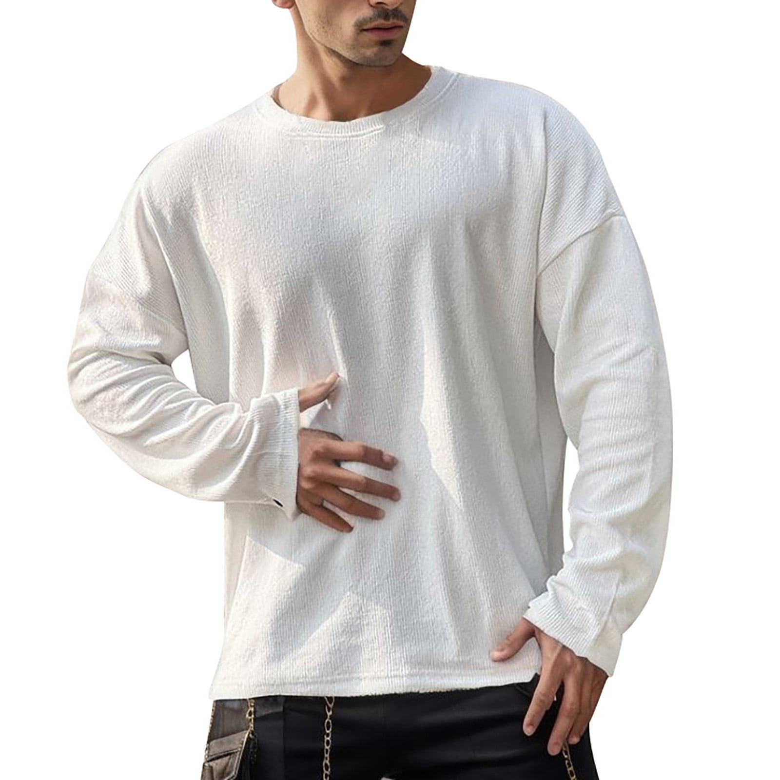 Entyinea Mens Long Sleeve T Shirts Long Sleeve Solid Slim Fit Tee Shirt