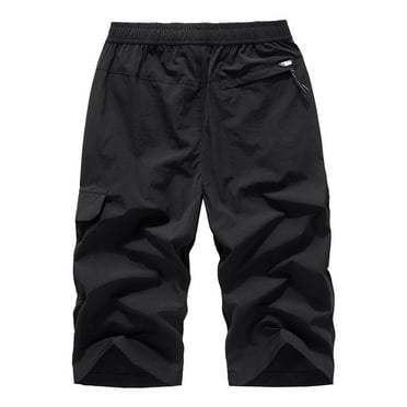 Entyinea Mens Print Long Trunk Swimwear Swim Trunks with Zipper Pockets,Black 5XL