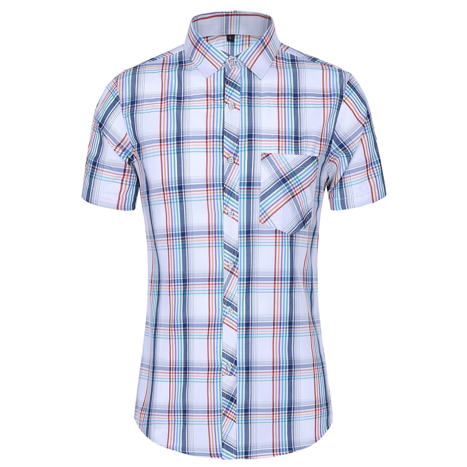 Entyinea Mens Shirt Short Sleeve Button Down Shirt Slim Fit Casual