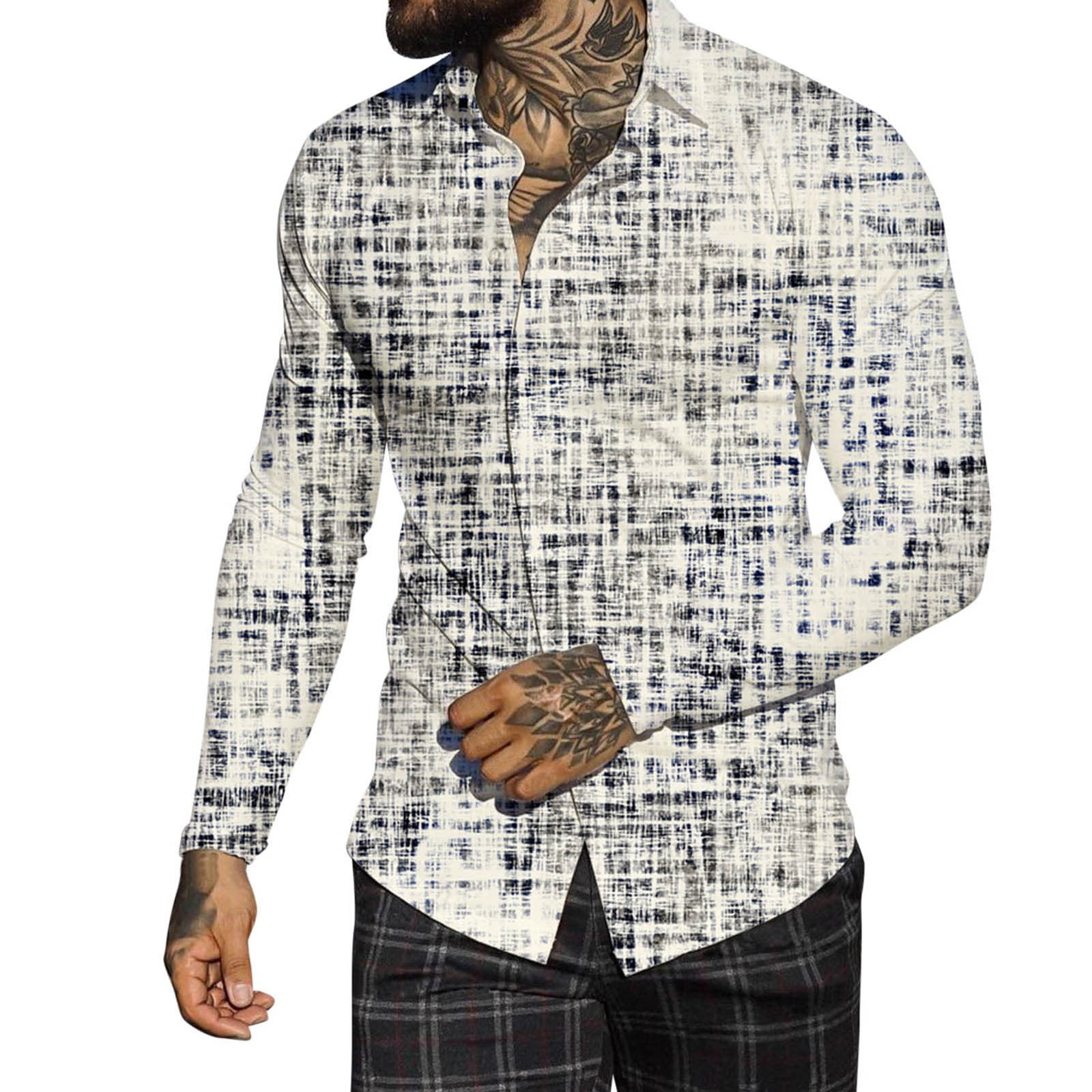 Entyinea Mens Shirts Classic Fit Long Sleeve Button One Open Pocket