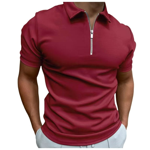 Entyinea Mens Short Sleeve Polo Shirts with Collar Short Sleeve Moisture Wicking Quick Dry Performance Polo Shirt (Red,3XL)