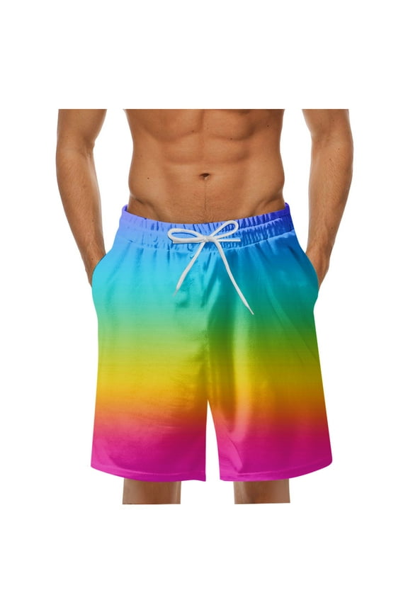 Men's Swim Trunks Drawstring Swimming Board Shorts Summer Beach Shorts for Men Relaxed Fit (Yellow,XL)