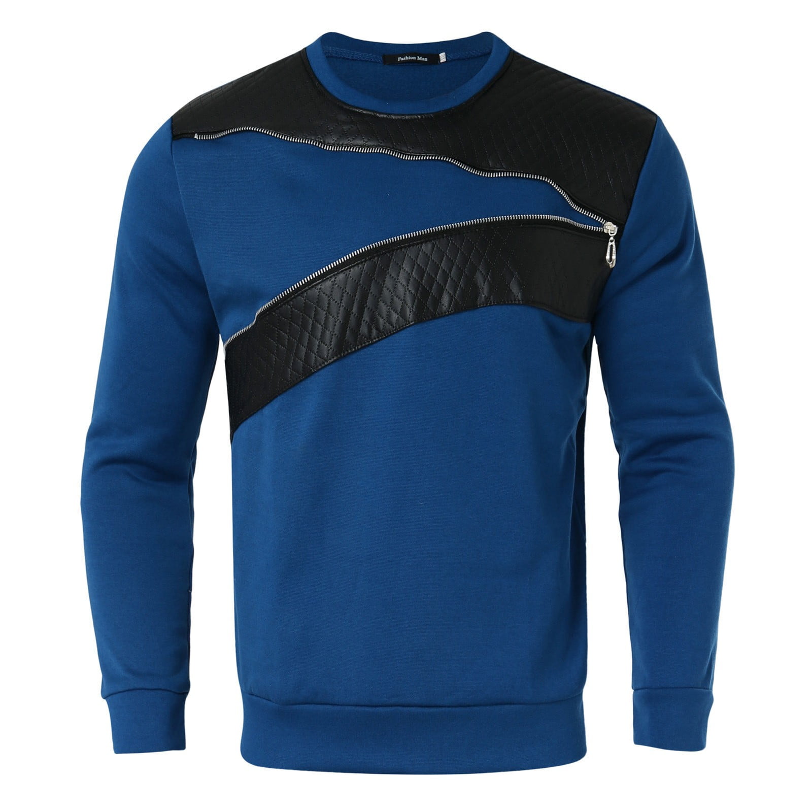 Entyinea Mens Sweatshirts No Hood Lined Pullover Crewneck Solid Color