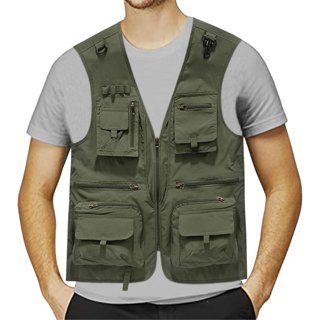 Outdoor Fishing Vests Quick Dry Breathable Multi Pocket Mesh Jackets  Photography Hiking Vest Fish Vest Mud Color XL 