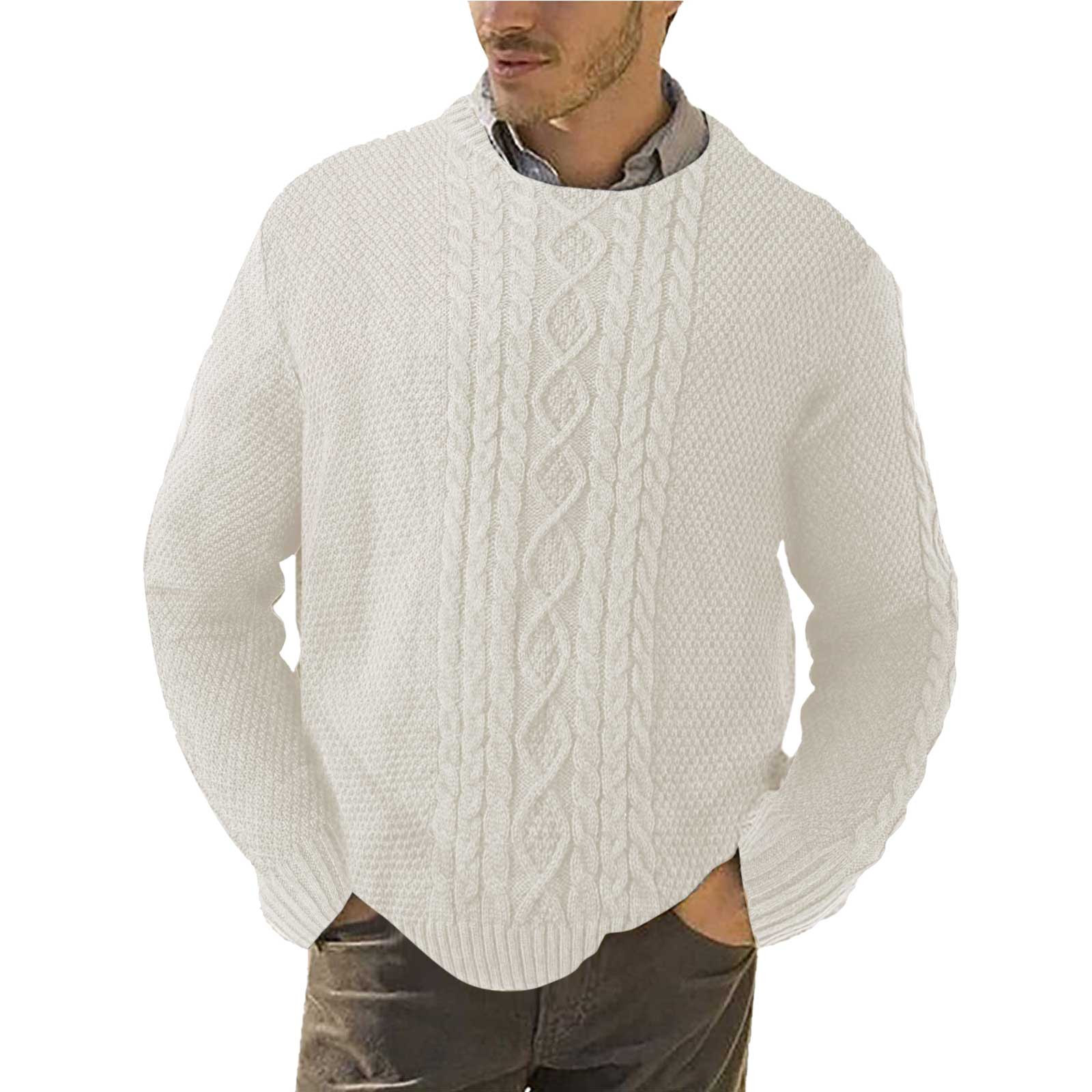 Entyinea Mens Winter Sweaters and Pullovers Crewneck Pullover Long