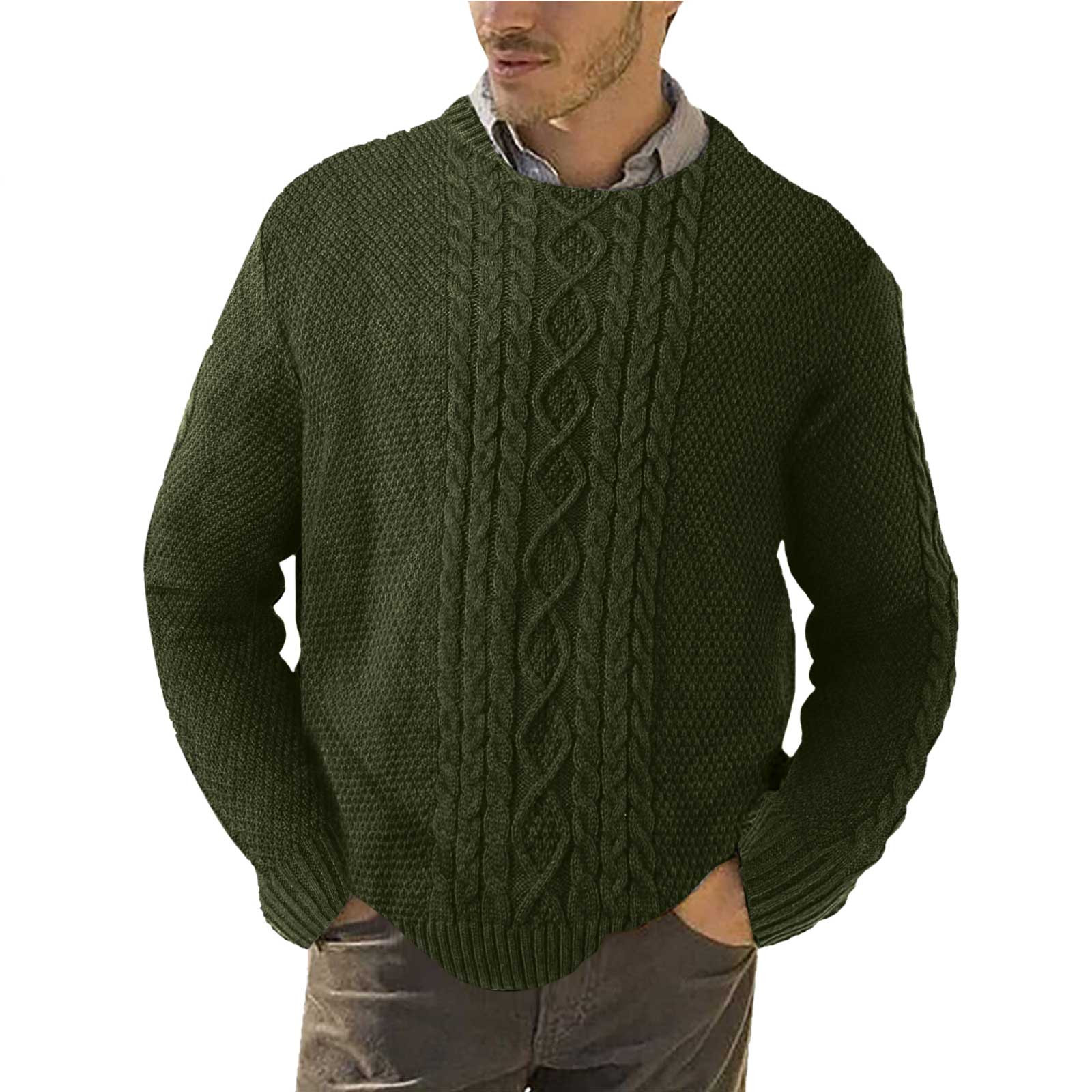 Entyinea Mens Winter Sweaters and Pullovers Vintage Soft Knit Sweater