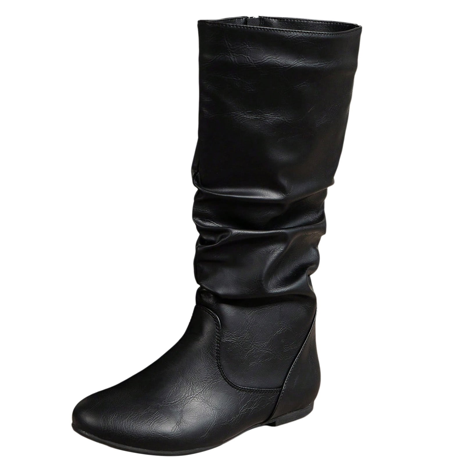 Slouch Riding Boots Entyinea Motorcycle Boots Heel Pointed Toe Slouch Riding Boots,Black 39 ...