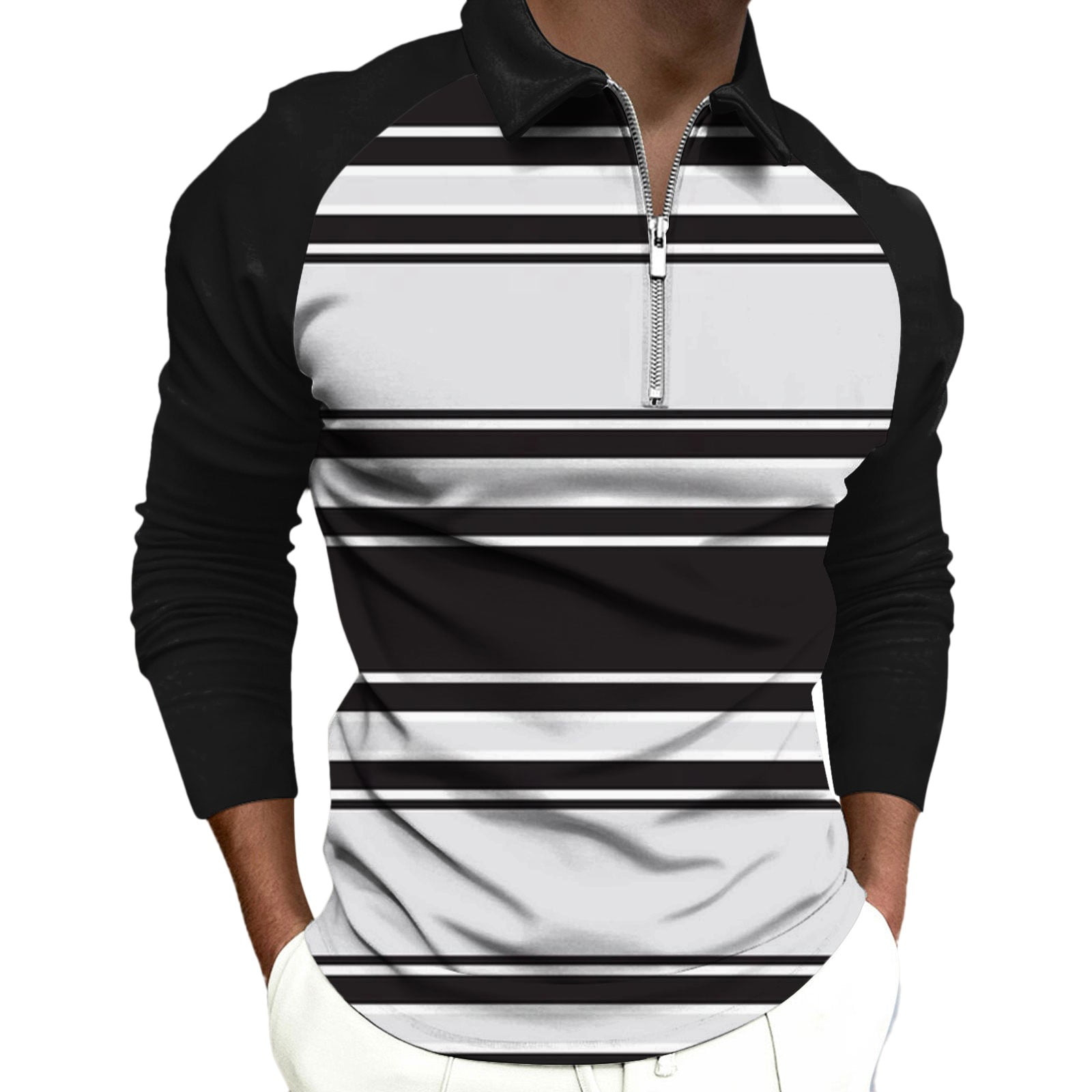 Entyinea Polo Shirts for Men Long Sleeve Cotton Golf Shirts for Men