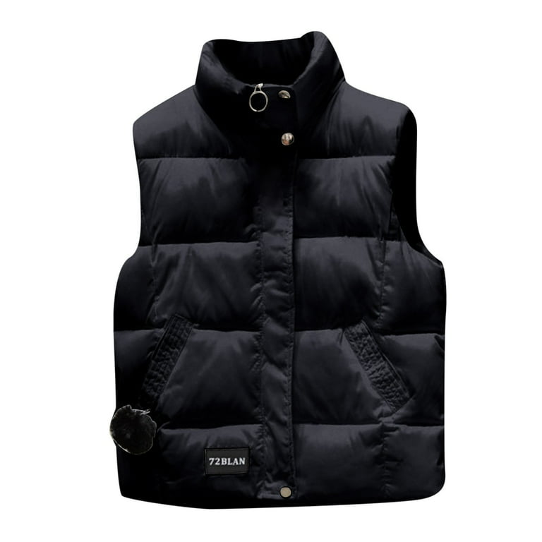 Entyinea Puffer Vest Women Fashion Comfy Quilted Puffer Vest Black S Walmart