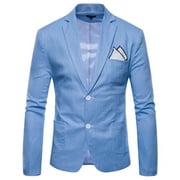 Entyinea Pullover Work Shirts for Men One Button Slim Fit Casual Sport Coat Blazer Jacket XL Light Blue