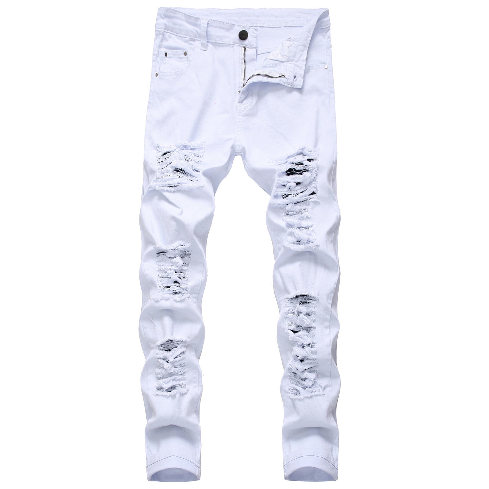 Entyinea Ripped Jeans for Men Skinny Stretch Washed Slim Fit Jeans ...
