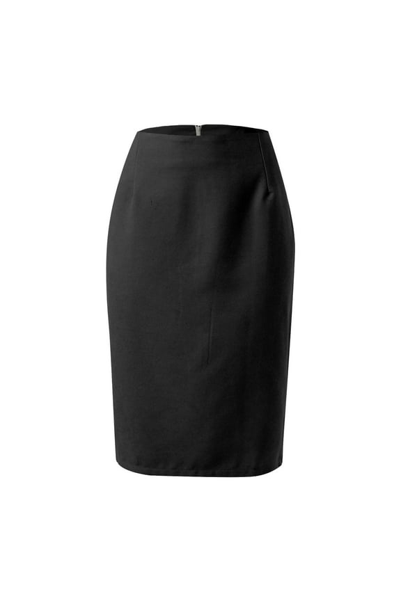 Short Skirt for Women Elastic Waist Stretch Bodycon Midi Knee Length Pencil Skirt for Office,Black L
