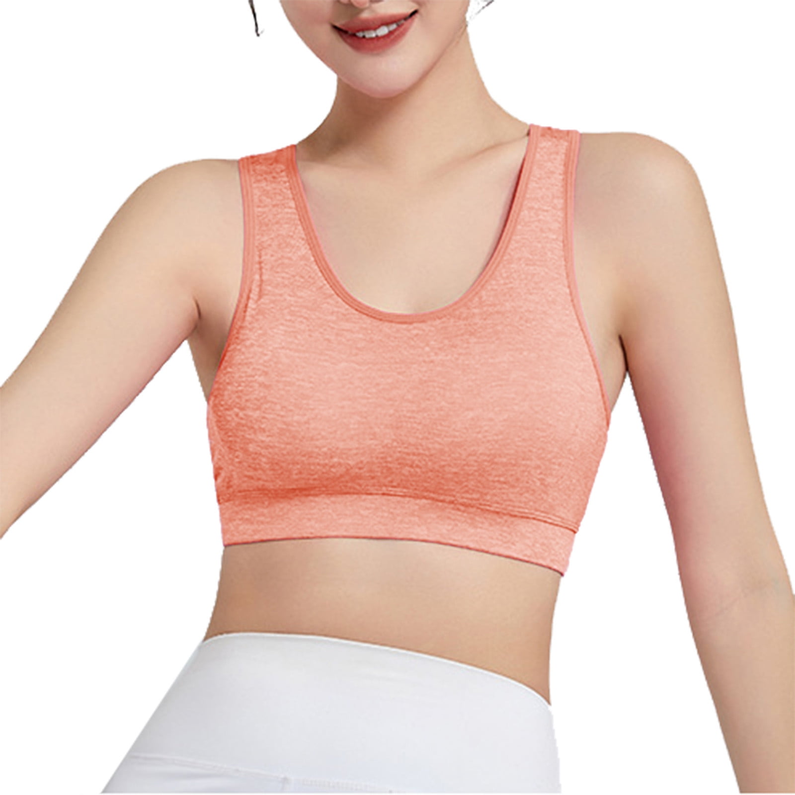 Entyinea Strappy Sports Bra for Women Longline Padded Crop Tank Yoga Bras  Workout Fitness Top Orange XXL 