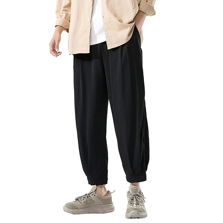 Entyinea Stretch Pants for Men Stretch Slim Fit Sweatpants Comfy Basic Active Jogger Pants Black XXL Walmart