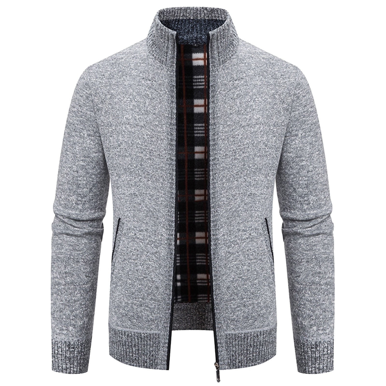 Entyinea Sweaters for Men Casual Long Sleeve Shawl Collar Buttons Down