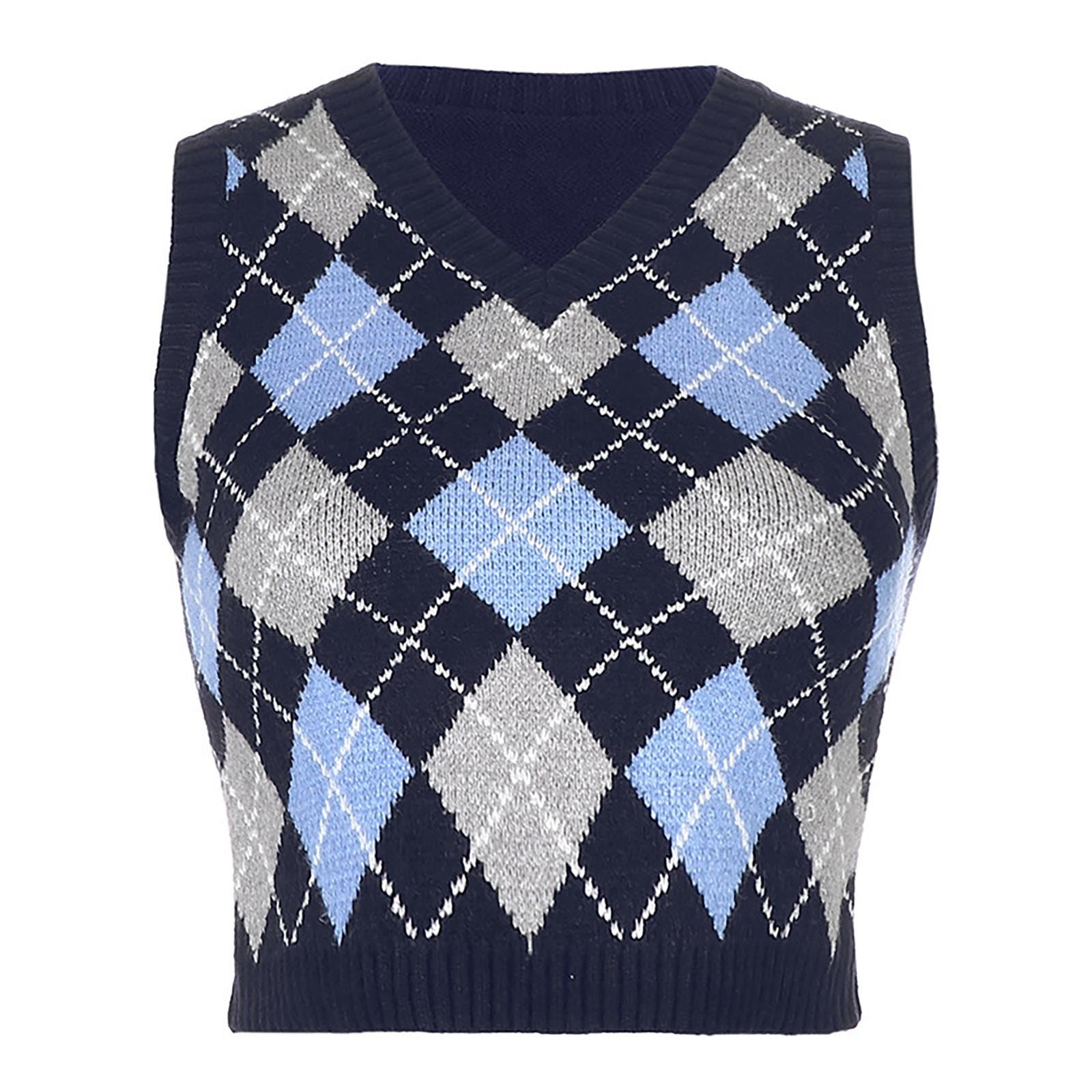 トップス IRENE Argyle Knit Vest Light Blue Fine-Knit Vest - Light blue/argyle-patterned - Ladies | H&M US