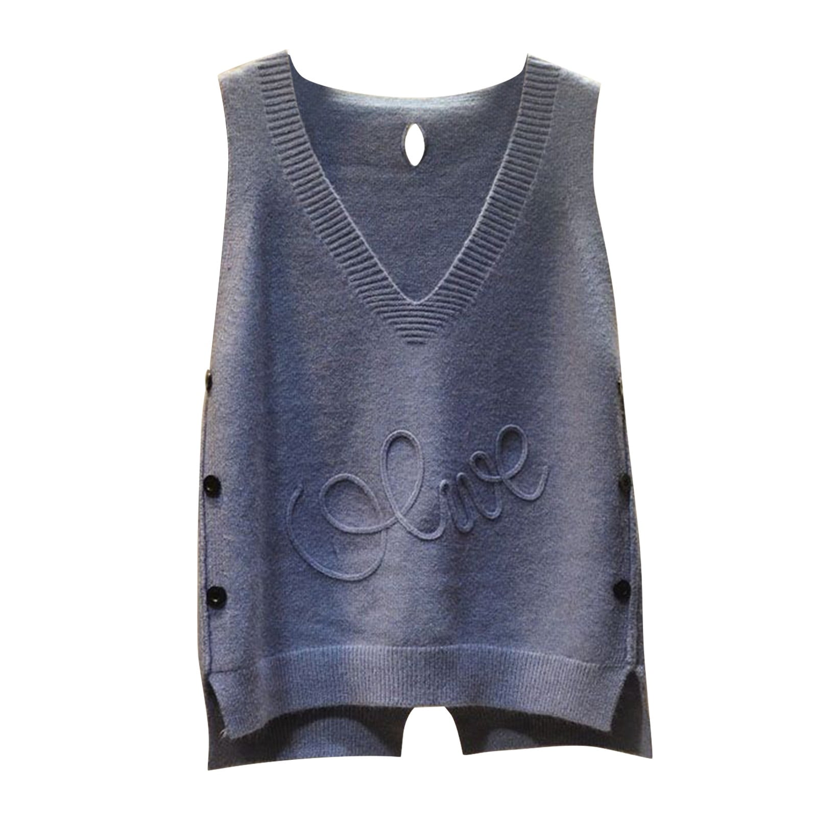 Entyinea Sweaters for Women Trendy Casual Sleeveless Knitted Sweater