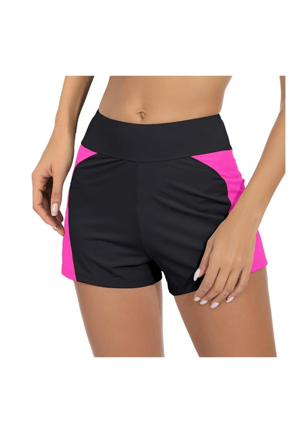 Swimsuit Women High Waisted Swim Shorts High Waisted Swim Bottoms Boy Shorts Bottom Wide Elastic Bathing Suit for Women Bikini Sets (Hot Pink,XL)