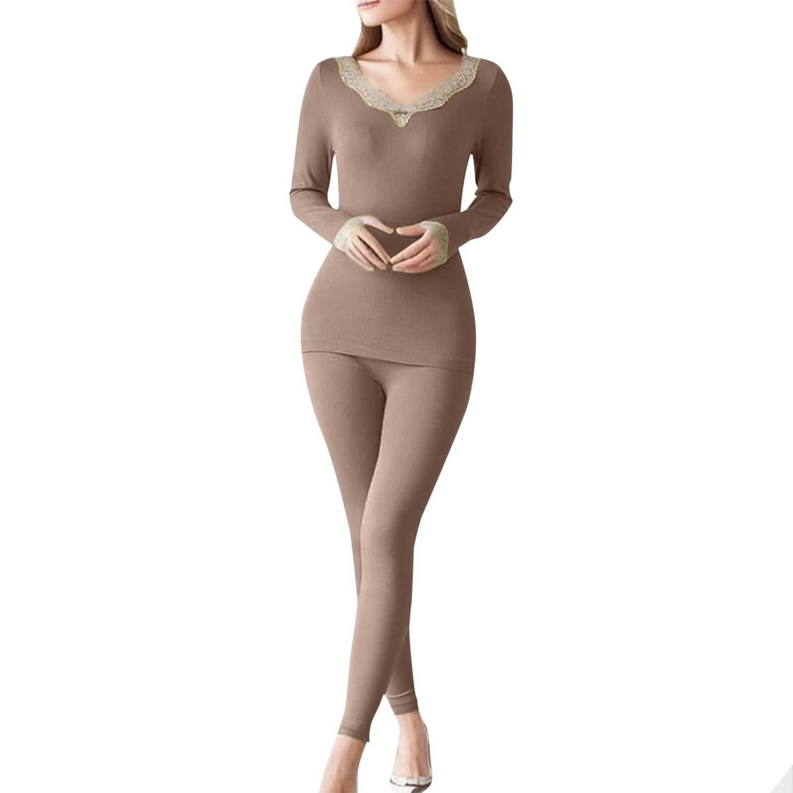 Entyinea Thermal Underwear Set for Women, Winter Long Johns Warm Base