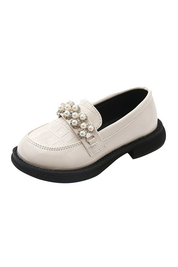 Toddler Boy’s Girl’s Dress Shoes Comfort Slip-On Oxford School Uniform Shoes Loafer Flats (Toddler/Little Kid) Beige for 10.5