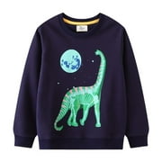 Entyinea Toddler Boys Sweatshirt Long Sleeve Crewneck Sweatshirt Green 3T