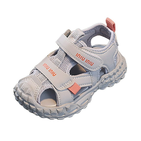 Entyinea Toddler Boys Water Shoes Quick Dry Closed-Toe Aquatic Sport Sandals Toddler/Little Kid Light Gray for 9