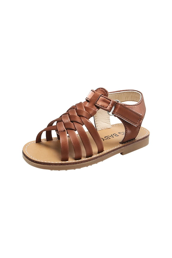 Toddler Girl Sandals - Little Girl Easter Summer Dress Shoes Lightweight Open Toe Beach Holiday Brown for 10 Little Kid