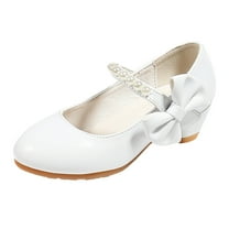 Entyinea Toddler Girls Dress Shoes Girl Ballet Flats Back to School Princess Wedding Shoes,White 13
