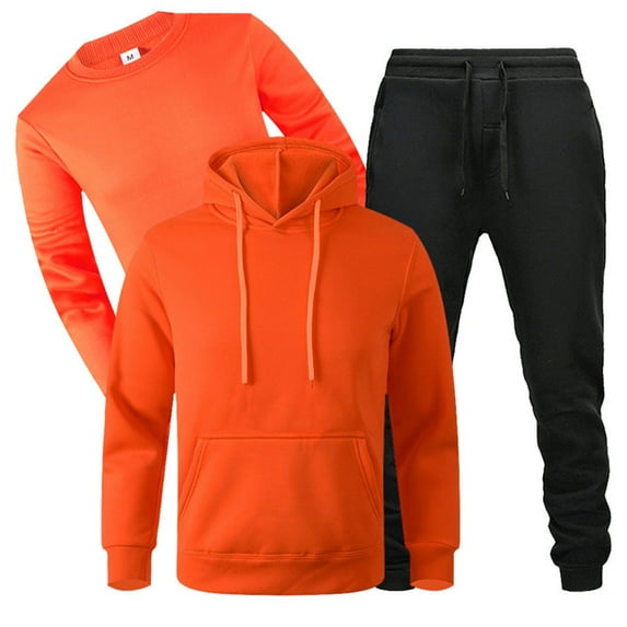 Entyinea Track Suits for Men Set 2 Piece Hoodie Sweatsuits Casual Jogging Suit Sets,Orange L