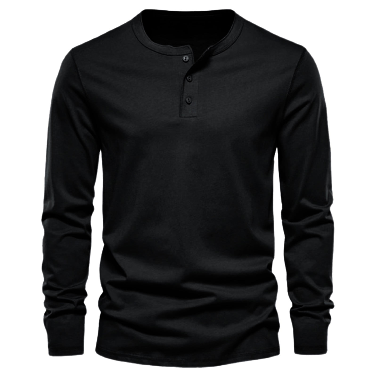 Entyinea Tshirts Shirts for Men Long-Sleeve Striped Henley Shirt,Black ...