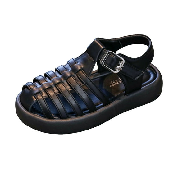 Entyinea Unisex-Child Closed-Toe Sandals Summer Sport Lightweight Sandal EVA Outdoor Water Shoes for Boys and Girls(Little Kid/Toddler) Black for 3