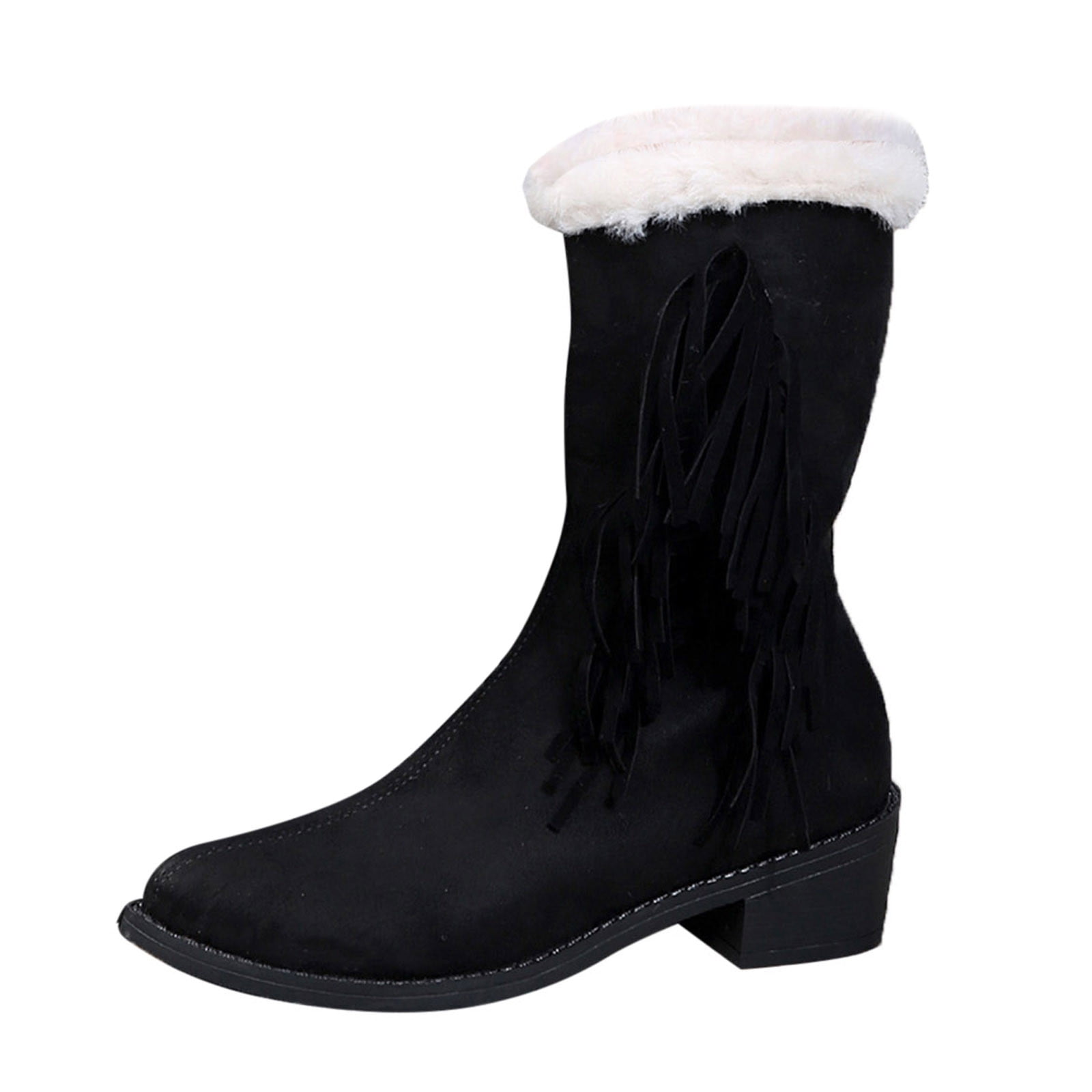 Entyinea Waterproof Snow Boots for Women Casual Ladies Low Flat Heel Shoes,Black 37