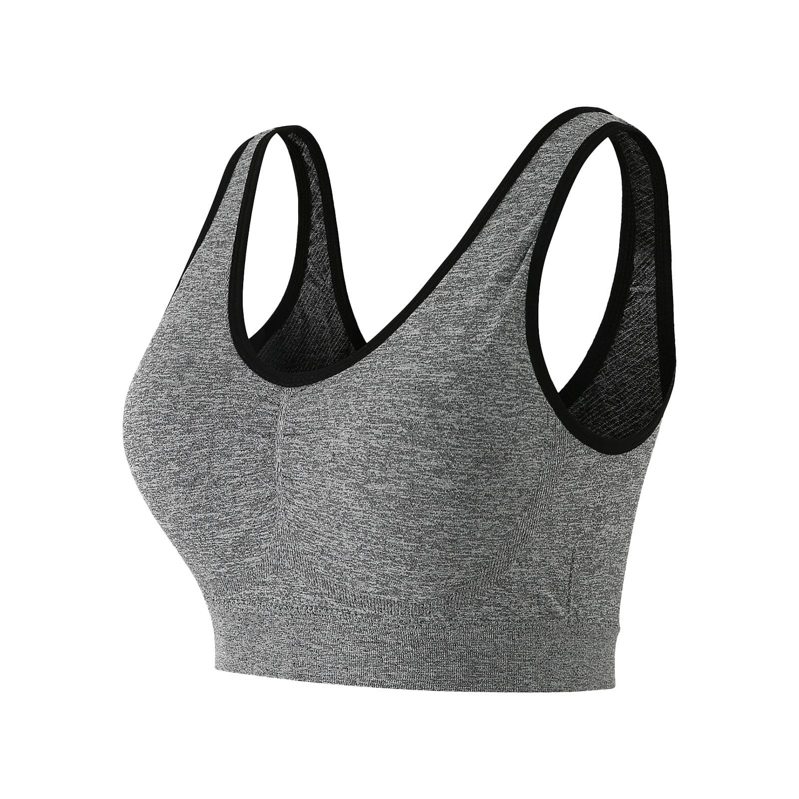 Entyinea Wirefree Bras for Women Mid Crossback Sports Bra Grey