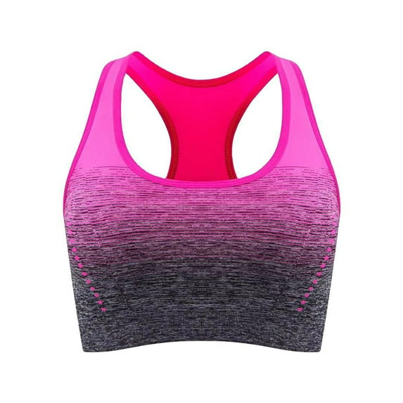 Entyinea Women Bras 2023 Medium Impact Strappy Sports Bra Hot Pink L