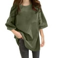 thumbnail image 1 of Entyinea Women Tops Raglan Crew Neck Short Sleeve Tops Casual Daily Solid Color Blouse Green XXL, 1 of 5