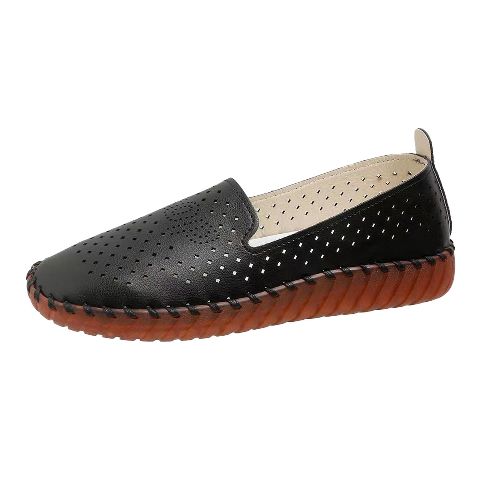 Entyinea Women's Canvas Loafer Flat Lug Sole Platform Mid Chunky Heel