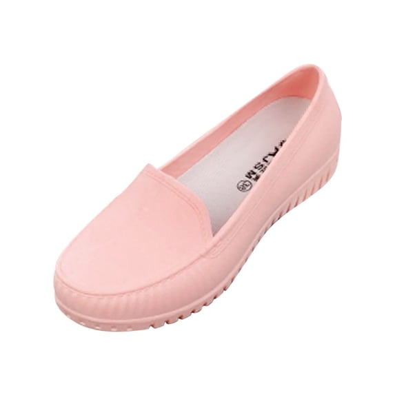 Entyinea Women's Canvas Loafer Flat Slip On Sneakers Comfort Spring Summer Shoes,Pink 6