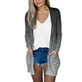 thumbnail image 1 of Entyinea Women's Cardigan Sweater Loose Long Sleeve Open Front Knit Coat with Pocket,Gray XL, 1 of 4