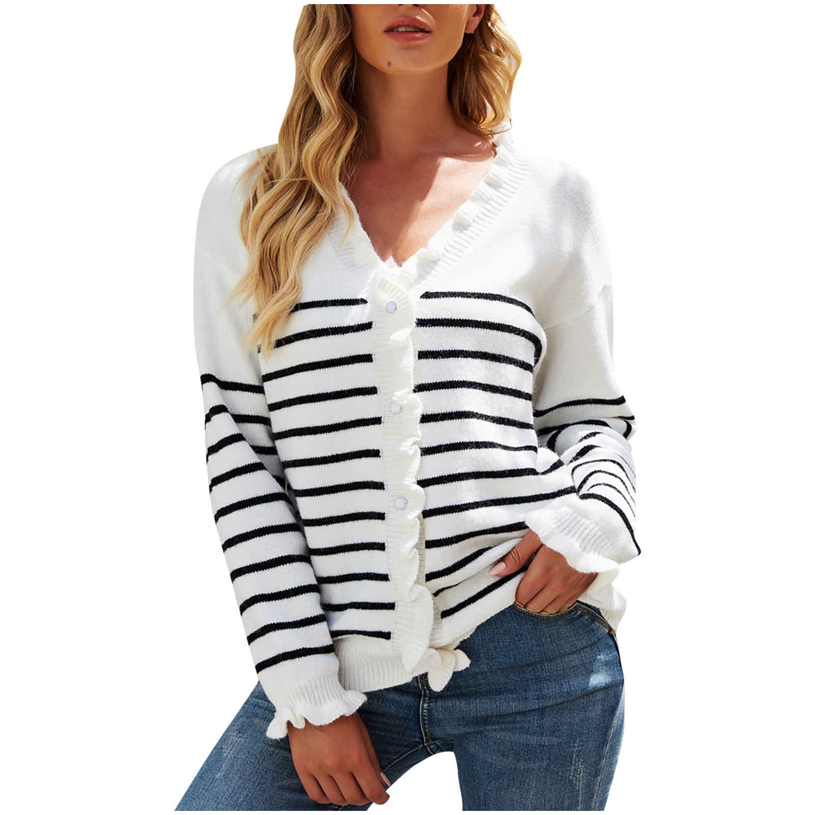 Entyinea Women's Cardigans Long Batwing Sleeve Open Front Knit Cardigan
