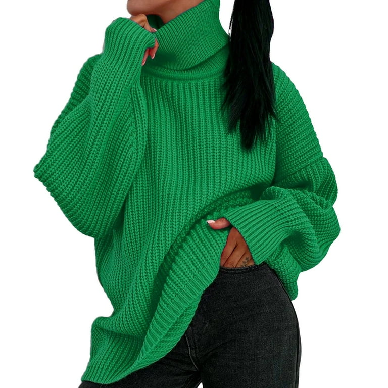 Entyinea Women s Casual Oversized Sweater Long Sleeve Pullover Ribbed Knit Trendy Slim Fit Fall Sweater Soft Jumper GN1 L
