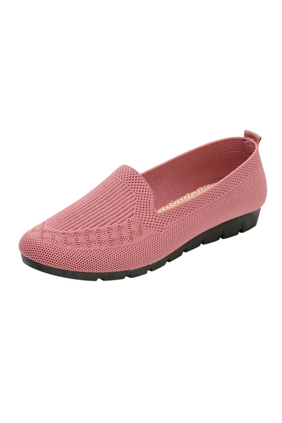 Women's Classic Comfort Loafers Round Toe Slip On Walking Flats Shoes for Woman Low Wedge Comfort Soft,Pink 8.5