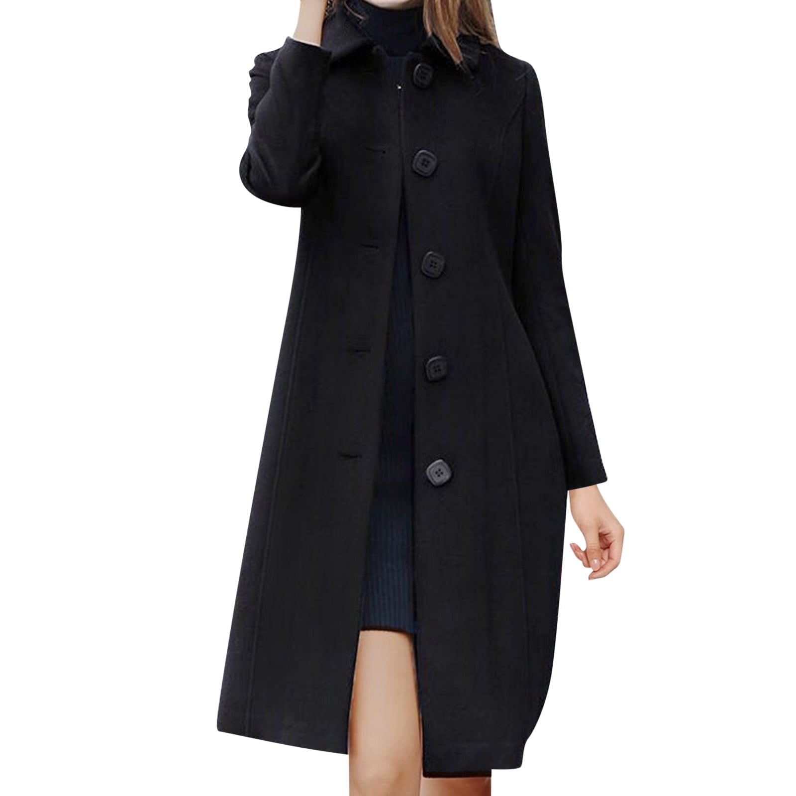 Entyinea Women's Classic Trench Coat MidLength Belted Overcoat Long