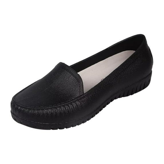 Entyinea Women's Comfort Leather Loafers Casual Slip on Walking Shoes Womens Tennis Shoes Flat Dress Shoes Non Slip Work Shoes,Black 6