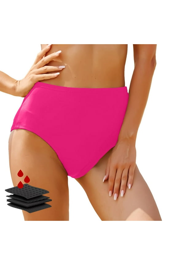 Women's High Waisted Swim Bottom Ruched Bikini Tankini Swimsuit Briefs Plus Size (Hot Pink,S)